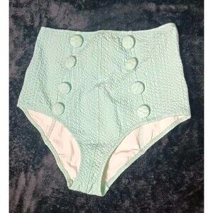 Lisa Marie Fernandez Balconette High Waist Bikini bottom M Seafoam Green Retro